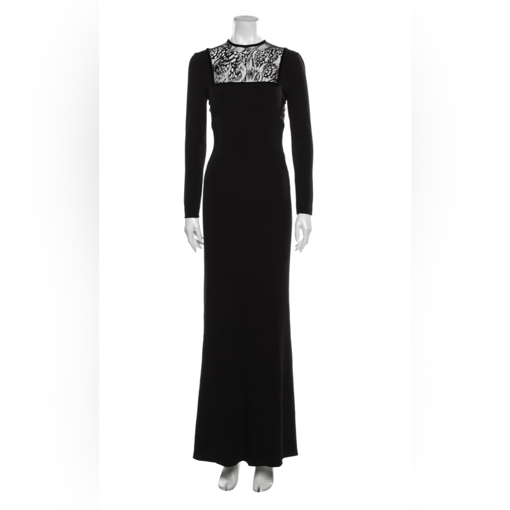 Alexander McQueen 2016 Long Black Evening Dress With Lace Details size IT 40/S